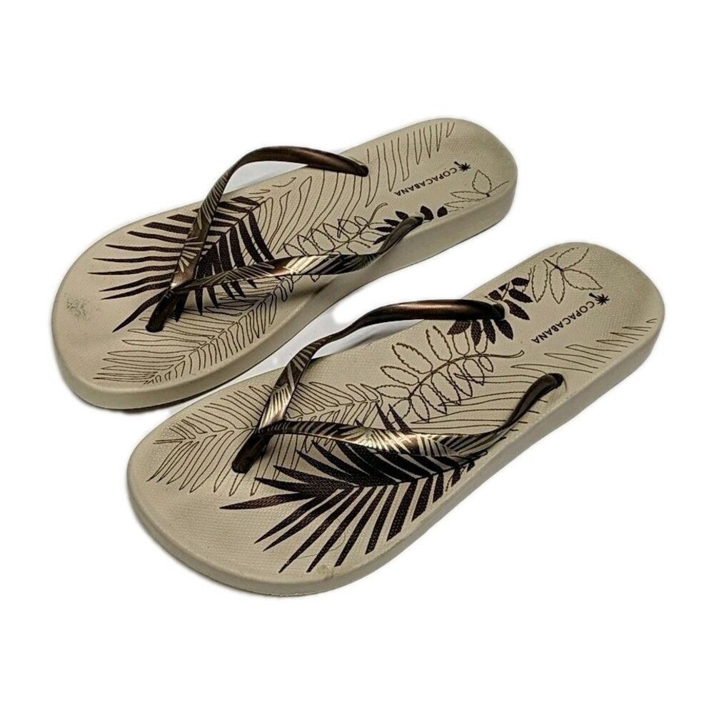 Copacabana Flip Flops Sandals Women EUR 39 / US 8 Metallic Brown Brazil